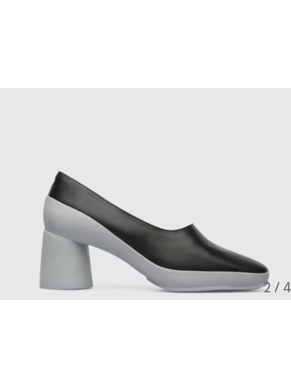 CAMPER Upright Court Leather Chunky Heel Women's Pump EU 37 - US 6.5  Black/Gray